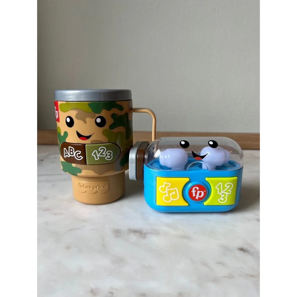 Fisher-Price Laugh & Learn Play Along Ear Buds and Camo Coffee Mug WORKS